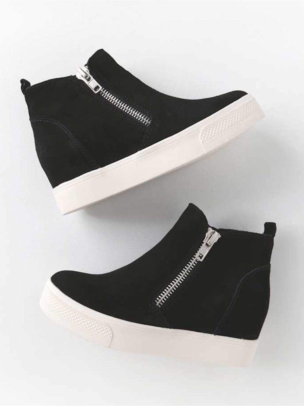 Steve Madden Suede High-Top Wedge Sneaker Boot with Side Zip